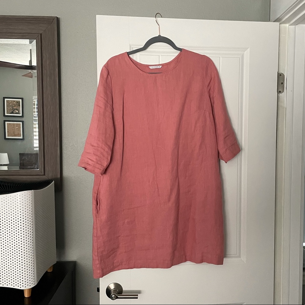 Linenfox Shift Dress in Blush Salmon